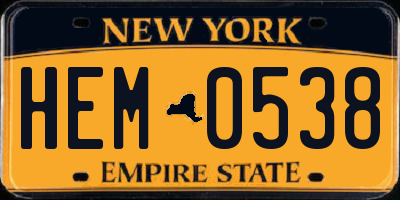 NY license plate HEM0538