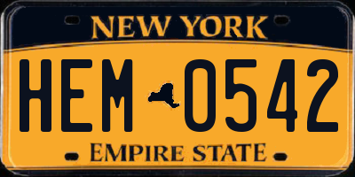NY license plate HEM0542