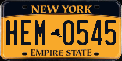 NY license plate HEM0545