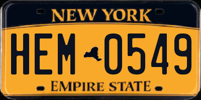 NY license plate HEM0549