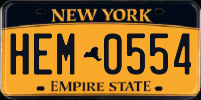 NY license plate HEM0554