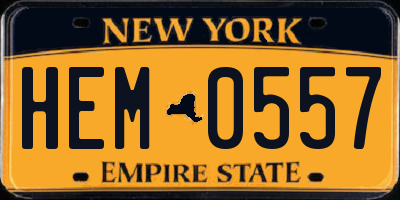 NY license plate HEM0557