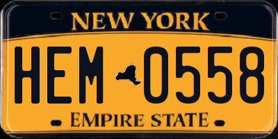 NY license plate HEM0558