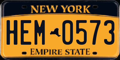 NY license plate HEM0573