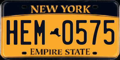 NY license plate HEM0575