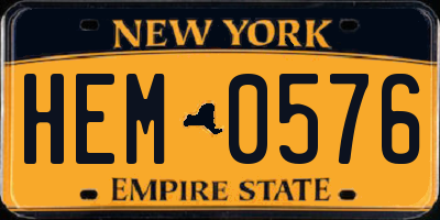 NY license plate HEM0576