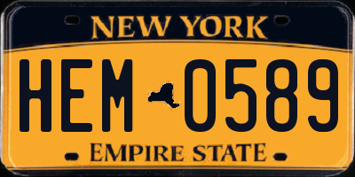 NY license plate HEM0589