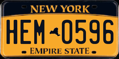 NY license plate HEM0596