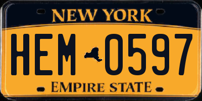 NY license plate HEM0597
