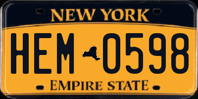 NY license plate HEM0598