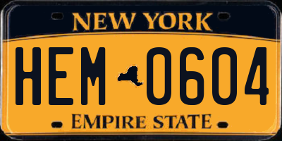 NY license plate HEM0604