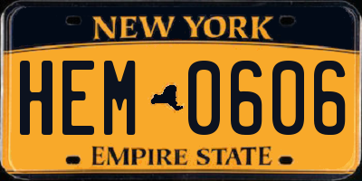 NY license plate HEM0606