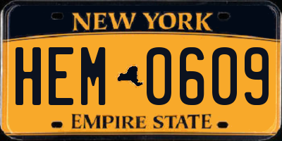 NY license plate HEM0609
