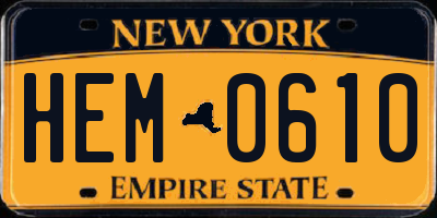 NY license plate HEM0610