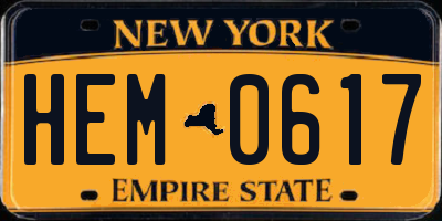 NY license plate HEM0617