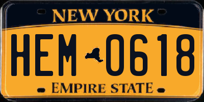 NY license plate HEM0618