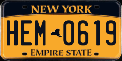 NY license plate HEM0619