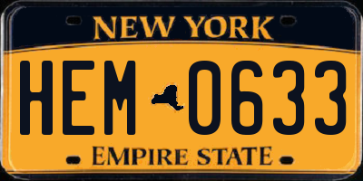 NY license plate HEM0633