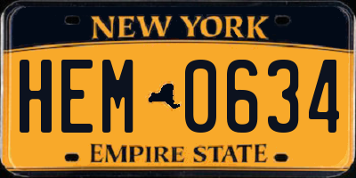 NY license plate HEM0634