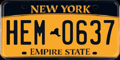 NY license plate HEM0637