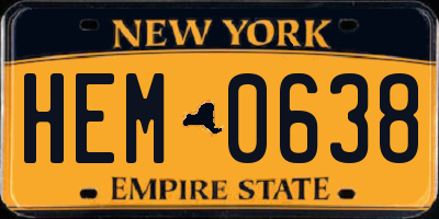 NY license plate HEM0638