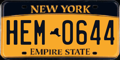 NY license plate HEM0644