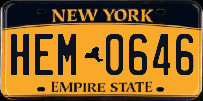 NY license plate HEM0646