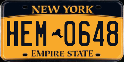 NY license plate HEM0648