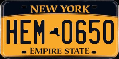 NY license plate HEM0650