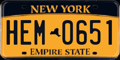 NY license plate HEM0651