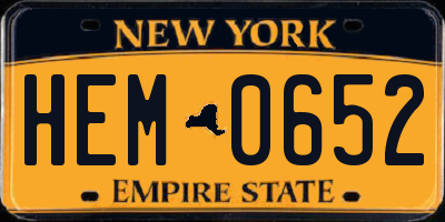 NY license plate HEM0652