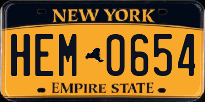 NY license plate HEM0654