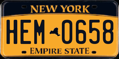 NY license plate HEM0658