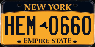 NY license plate HEM0660