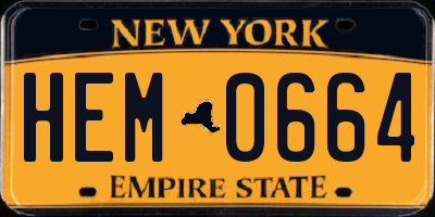 NY license plate HEM0664
