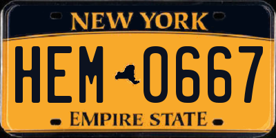 NY license plate HEM0667