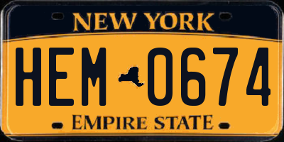 NY license plate HEM0674