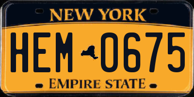 NY license plate HEM0675