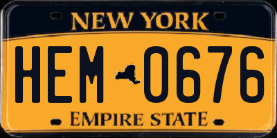 NY license plate HEM0676