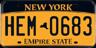 NY license plate HEM0683