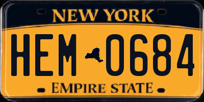 NY license plate HEM0684