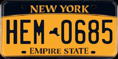 NY license plate HEM0685