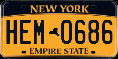 NY license plate HEM0686