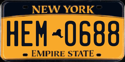 NY license plate HEM0688