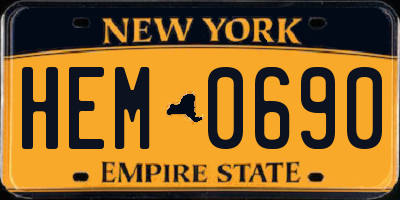 NY license plate HEM0690