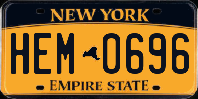 NY license plate HEM0696