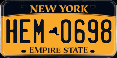 NY license plate HEM0698
