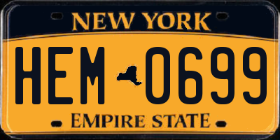 NY license plate HEM0699