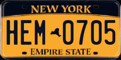 NY license plate HEM0705