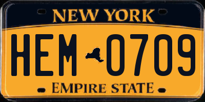 NY license plate HEM0709